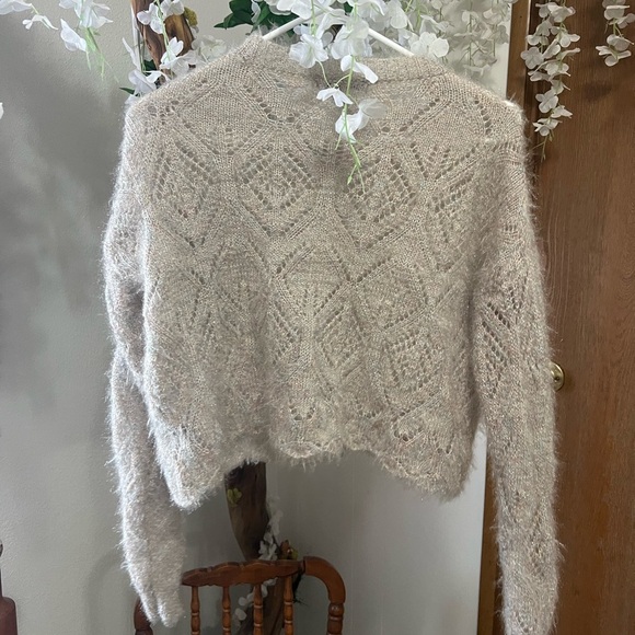 BKE Rainbow Shimmer Pointelle Sweater - Picture 7 of 9